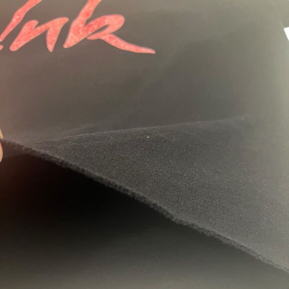 P!nk Black Graphic Sweatshirt Faux Glitter Logo Oversized Fit Unisex Pullover - Picture 5 of 6